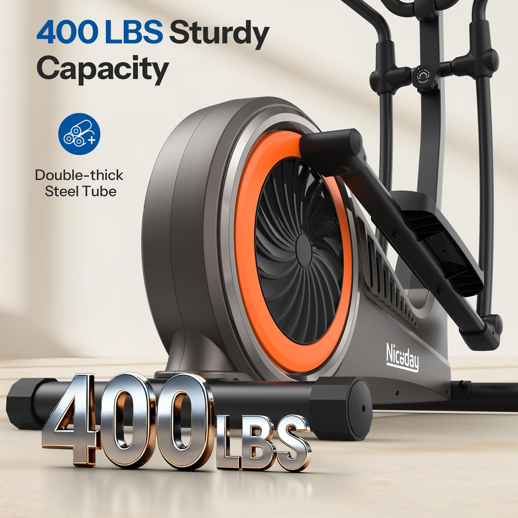 Niceday Elliptical Machine, Elliptical Exercise Machine for Home with Hyper-Quiet Magnetic Driving System, Elliptical Trainer with 15.5IN & 20IN Stride, 16 Resistance Levels, 500LBS Loading Capacity