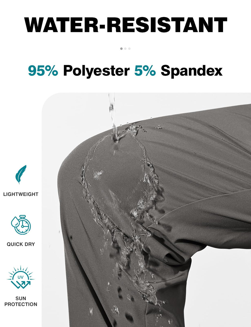 TBMPOY Mens Hiking Pants Lightweight Quick Dry 3 Pockets Travel Fishing Water-Resistant Athletic Workout Sweatpants