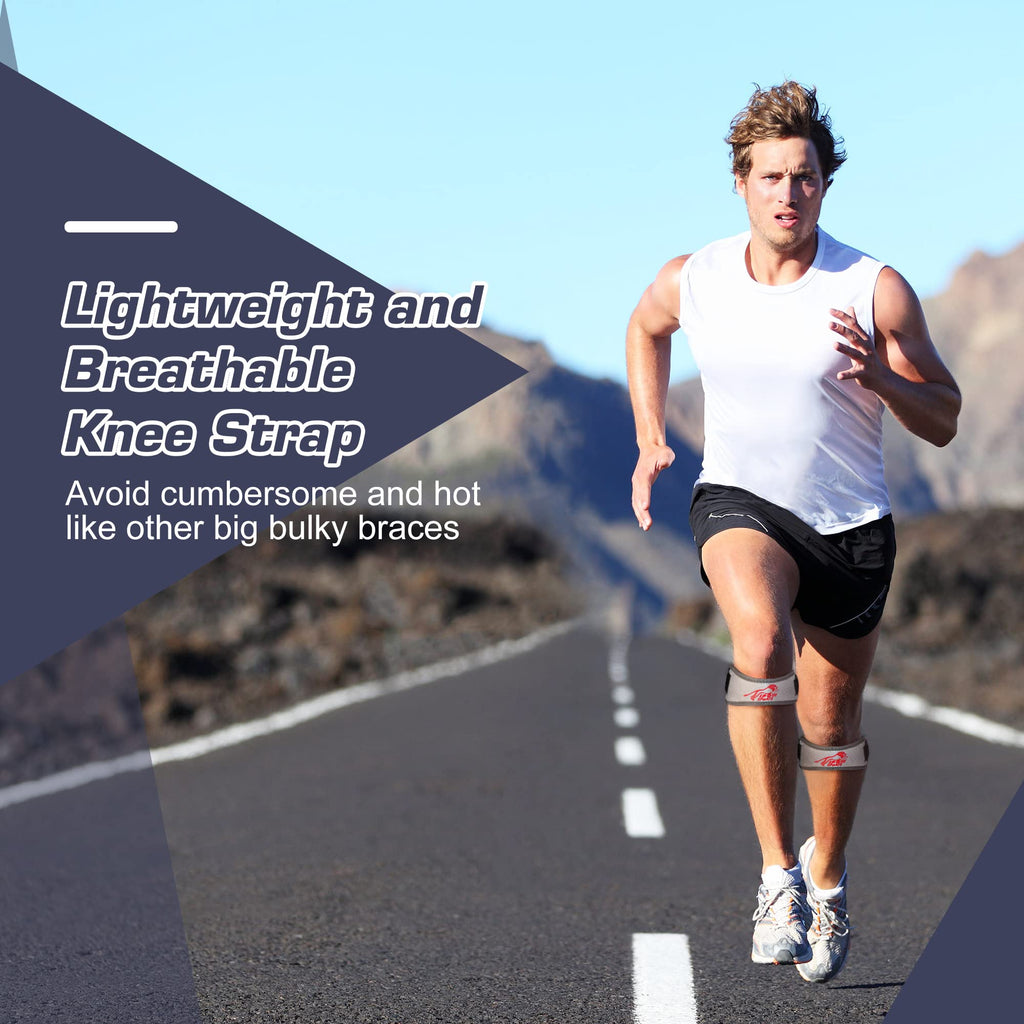 IPOW 2 Pack Knee Pain Relief & Patella Stabilizer Knee Strap Brace Support for Hiking, Soccer, Basketball, Running, Jumpers Knee, Tennis, Tendonitis, Volleyball & Squats, Black