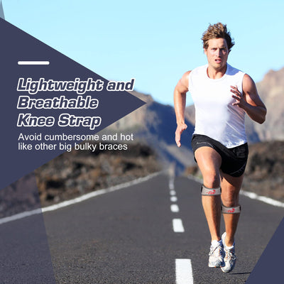 IPOW 2 Pack Knee Pain Relief & Patella Stabilizer Knee Strap Brace Support for Hiking, Soccer, Basketball, Running, Jumpers Knee, Tennis, Tendonitis, Volleyball & Squats, Black