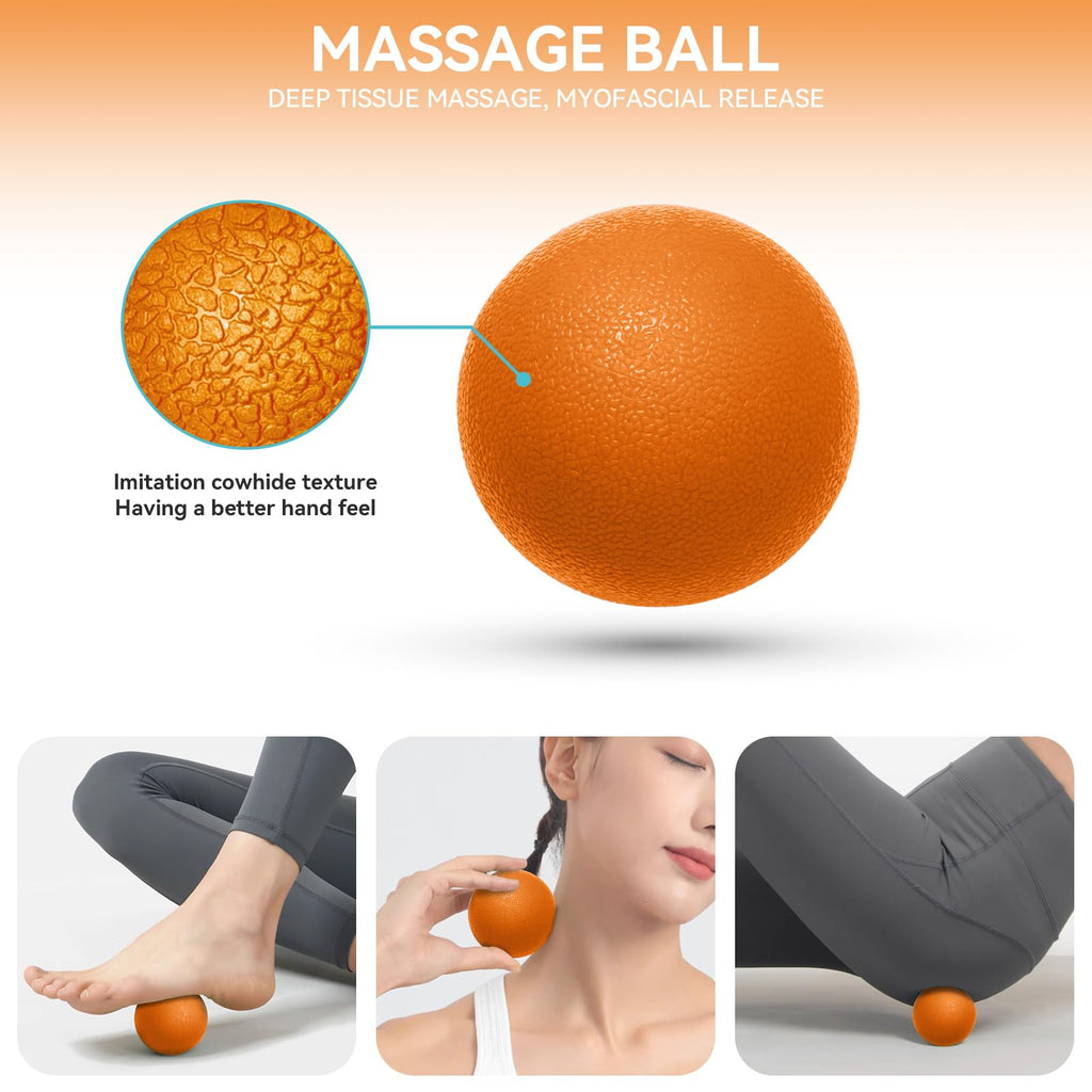 5 in1 Foam Roller Set for Deep Tissue Muscle Massage, High Density Fitness Exercise Foam Roller, Massage Roller, Massage Ball, Resistance Band, for Whole Body (Black)