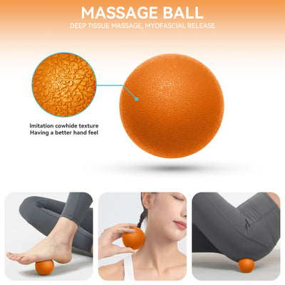 5 in1 Foam Roller Set for Deep Tissue Muscle Massage, High Density Fitness Exercise Foam Roller, Massage Roller, Massage Ball, Resistance Band, for Whole Body (Black)