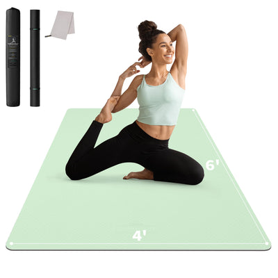CAMBIVO Large Yoga Mat (6'x 4'), Extra Wide Workout Mat for Men and Women, Yoga Mat Thick 1/3 &1/4 Exercise Mats for Home Workout, Yoga, Pilates (Black,1/4 inch)