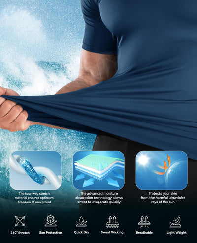 Niksa Men's Compression Shirts 1/2/4 Pack, Workout Gym Shirt Short Sleeve, Moisture Wicking Active Fit Base Layer T-Shirt