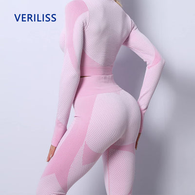 3pcs Seamless Outfit Workout Sets Gym for Women, Fitness Sports School Running Clothes Yoga Sportswear