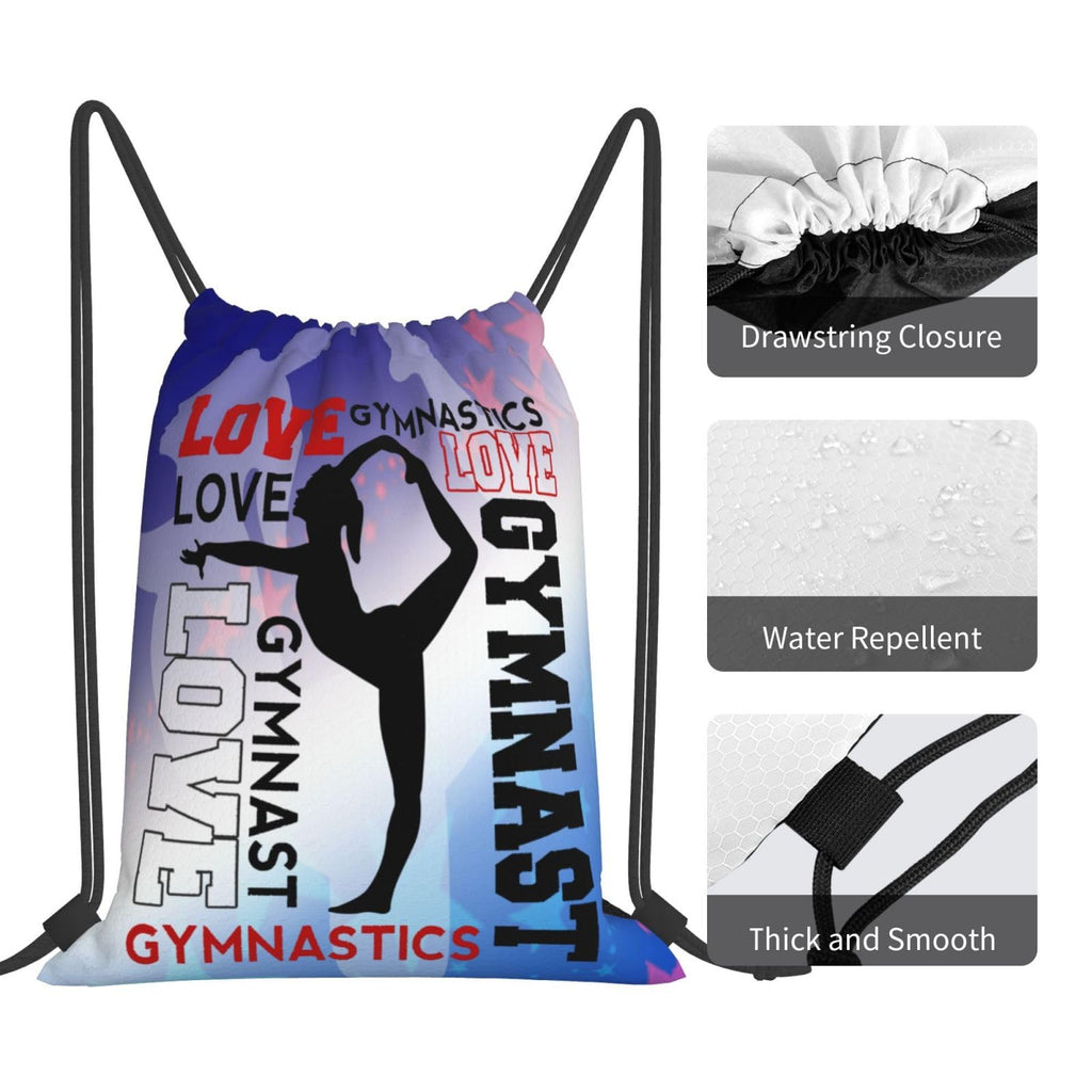 Gymnastics Drawstring Backpack Light Gym String Bag Pink Water Resistant Sackpack Sport Yoga Daypack For Womens Mens