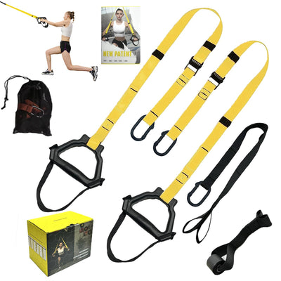 Bodyweight Resistance Training Straps, Complete Home Gym Fitness Trainer kit for Full-Body Workout, Included Door Anchor, Extension Strap, Fitness Guide