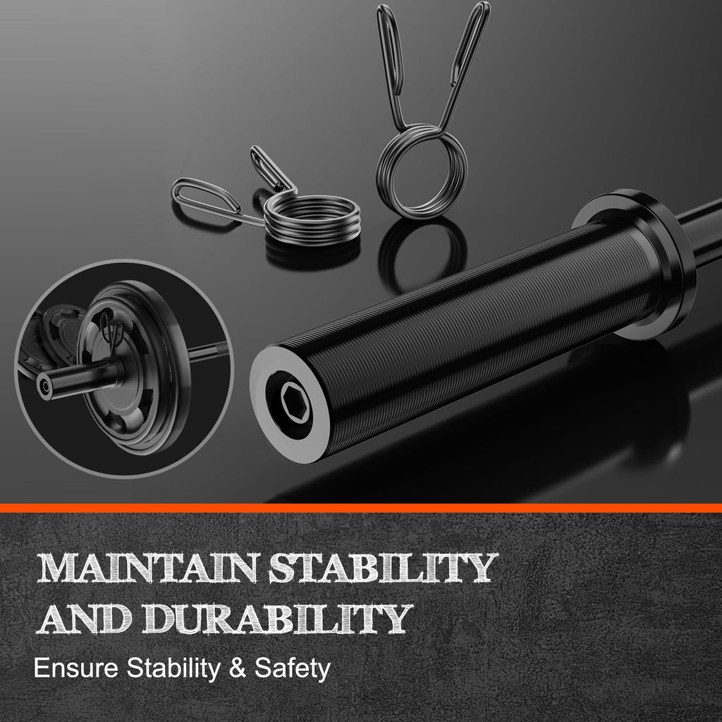 57" Olympic Barbell Bar, 2" Standard Straight Barbell Bars for Weight Lifting Bar for Bench Press/Squats/Hip Thrusts/Lunges/Biceps- Home Gym Weight Bar- 2 Spring Collars(500lb Weight Capacity)