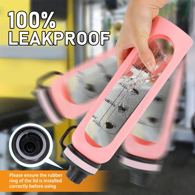 Glass Shaker Bottle 34oz/1L Black Glass Protein Shaker Bottle With Shaker Ball Large Shaker Bottles for Protein Mixes Portable Powder Mixer Blender Water Bottle for Gym Workout Sports