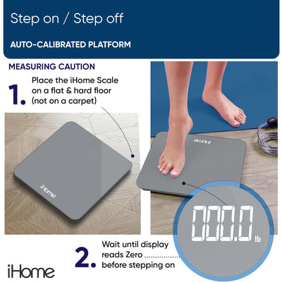 iHome Digital Bluetooth Smart Scale for Body Weight, Weight Scale, Including BMI, Body Fat, Muscle Mass, Batteries Included (Black Smart Bluetooth)