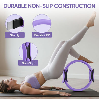 Home Pilates Kit for Women Pilates Equipment Ring and Ball Set Magic Circle Hoop with 5 Resistance Bands Compact Toning Fitness Essentials Starter Set Accessories