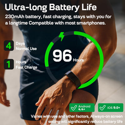 FITVII Slim Fitness Trackers, Fitness Watch with 24/7 Heart Rate, Blood Pressure, Blood Oxygen, Stress Monitor, AMOLED Activity Tracker Step Calorie Counter, IP68 Waterproof Smart Watch for Women Men