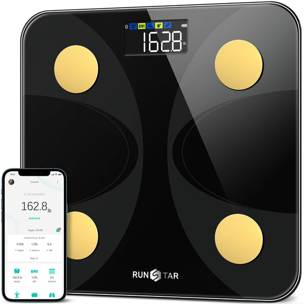 Scale for Body Weight and Fat Percentage, RunSTAR Digital Accurate Bathroom Smart Scale with Large Display, FSA&HSA Eligible 13 Body Composition Analyzer Sync App