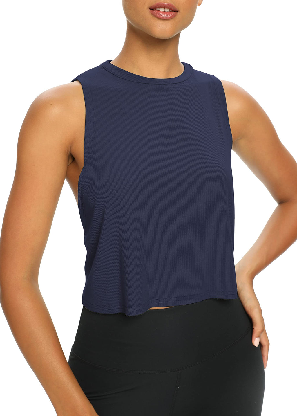 Bestisun Womens Open Back Workout Shirts Cropped Yoga Tank Tops Backless Athletic Clothes