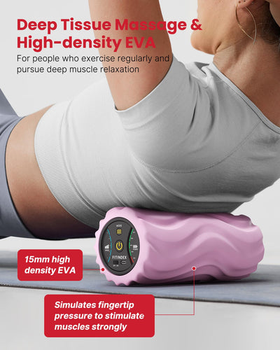 FITINDEX Vibrating Foam Roller for Back Pain, 5-Speed Muscle Massage, FSA HSA Eligible, Exercise, Muscles Deep Tissue, Physical Therapy, Pilates, Yoga, Neck, Leg, Rechargeable, Travel Portable Gray