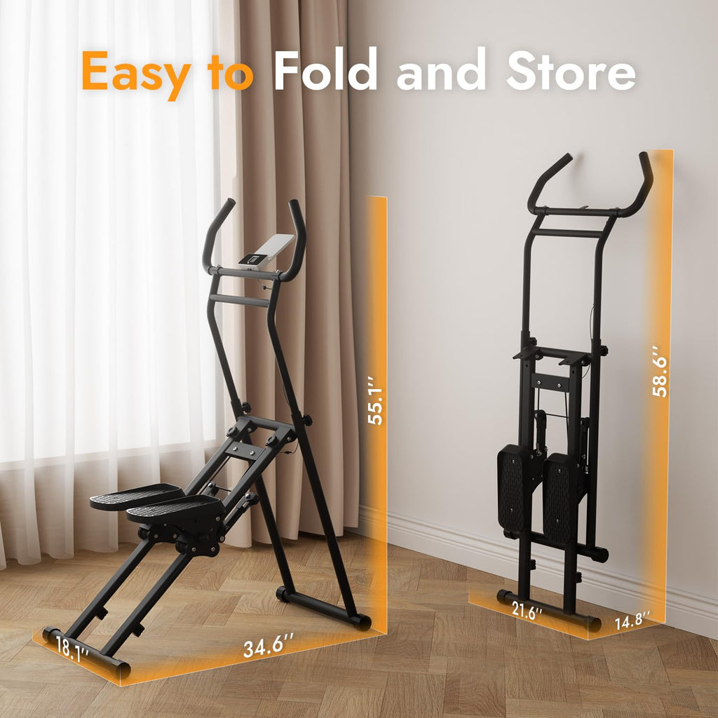 MACYO Stair Stepper for Home Workout - Full-Size Foot Pedals with Tablet Holder, Foldable Stepping Climbers, Easy Assembly, Compact Design for Cardio & Leg Training