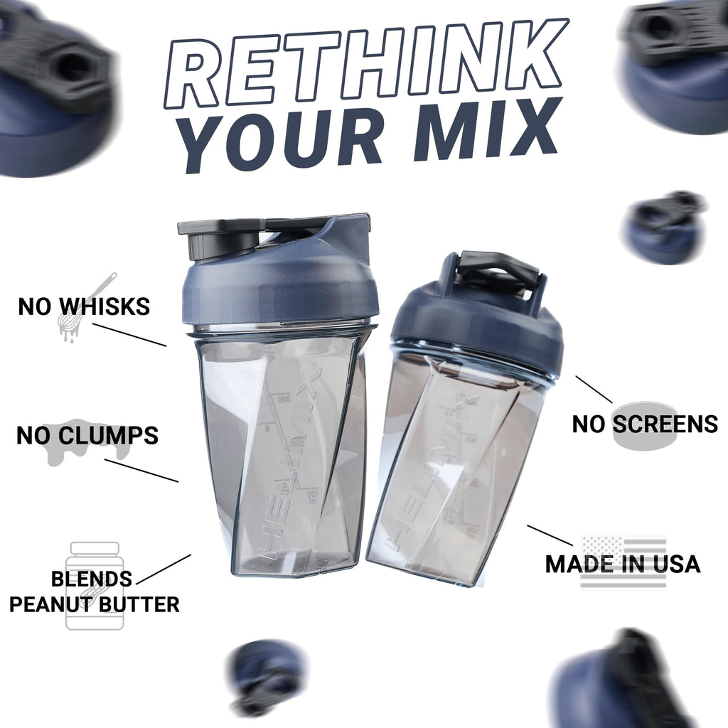 HELIMIX 2.0 Vortex Blender Shaker Bottle Holds upto 28oz | No Blending Ball or Whisk | USA Made | Portable Pre Workout Whey Protein Drink Shaker Cup | Mixes Cocktails Smoothies Shakes | Top Rack Safe