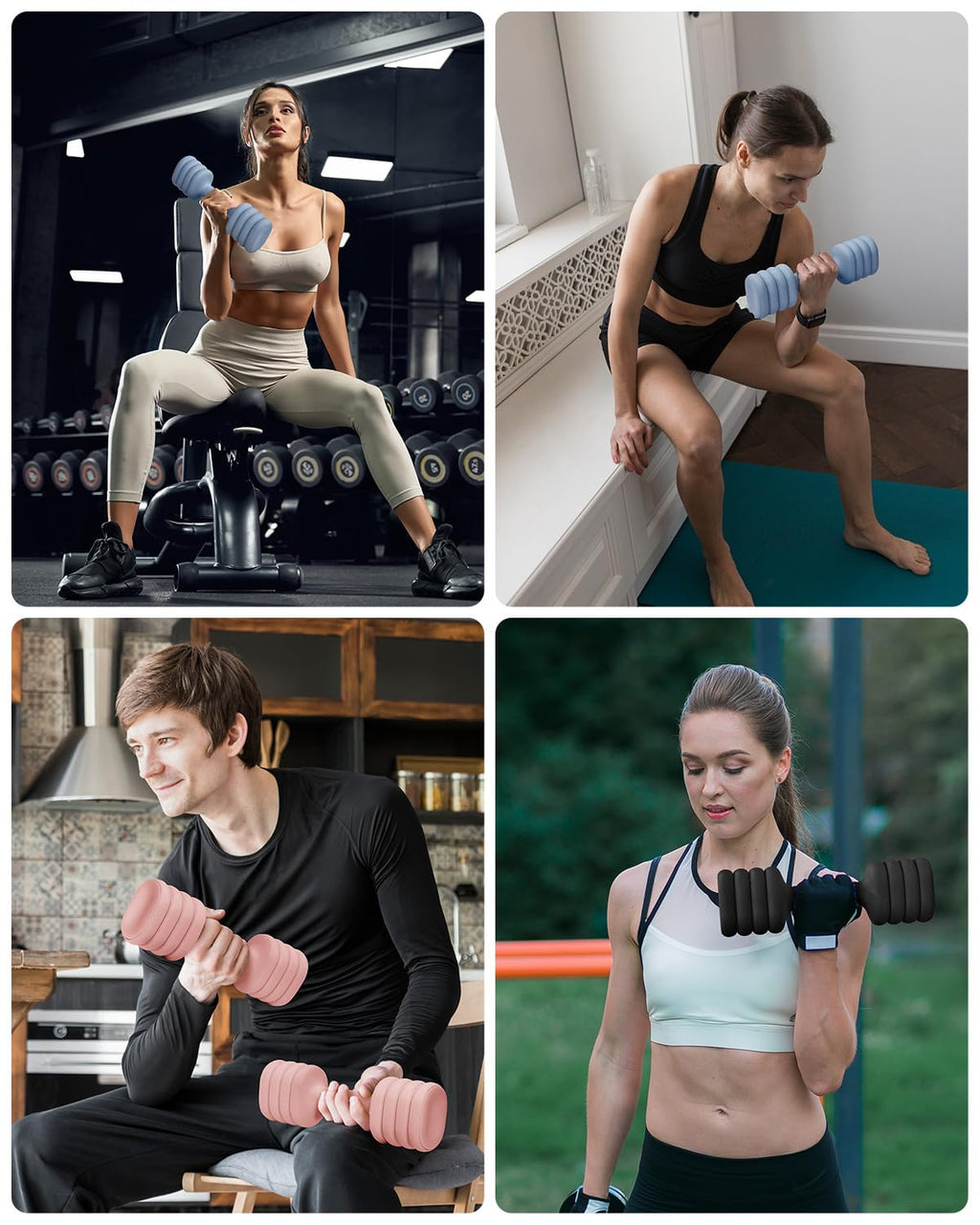 YOTTOY Adjustable Dumbbell Set of 2, 4-in-1 Hand Weights for Women at Home, Compact Free Weights Dumbbells Set with Soft Grip and Base, 2-5 lbs Each for Home Gym