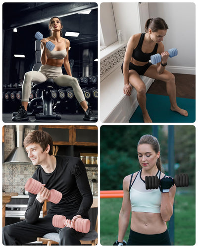 YOTTOY Adjustable Dumbbell Set of 2, 4-in-1 Hand Weights for Women at Home, Compact Free Weights Dumbbells Set with Soft Grip and Base, 2-5 lbs Each for Home Gym