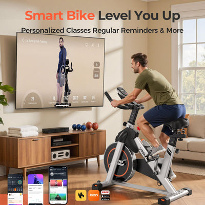 YOSUDA Exercise Bike, Brake Pad Stationary Bike for Home with Exclusive App, Magnetic Indoor Cycling Bike with 300 lb Weight Capacity, Low Noise, Tablet Holder and Fitness Courses for Weight Loss