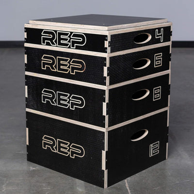 Rep Wooden Plyo Box | Stackable Jump Platforms for Home Gym Workouts | Multiple Height Options from 4, 6.8 and 12" Exercise Step Up Boxes for CrossFit & Plyometric Training | Durable Fitness Equipment