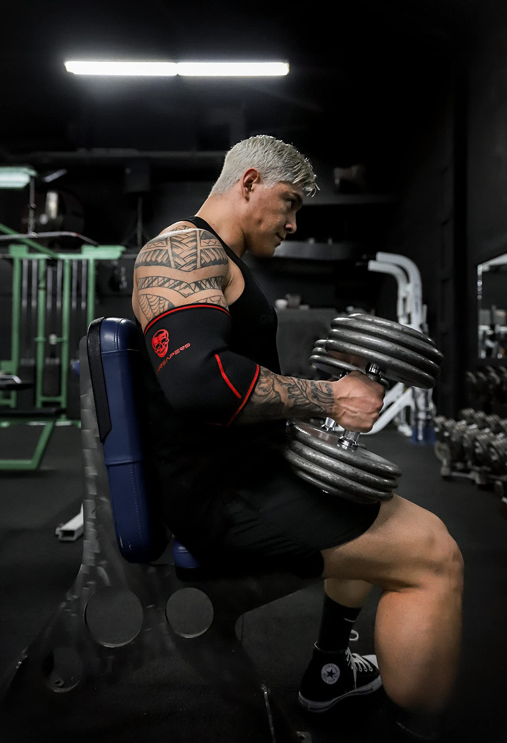 Gymreapers Elbow Sleeves for Weightlifting Powerlifting and Bench Press Support and Compression for Tendonitis Pain Relief 5mm Neoprene Training Gear for Men and Women