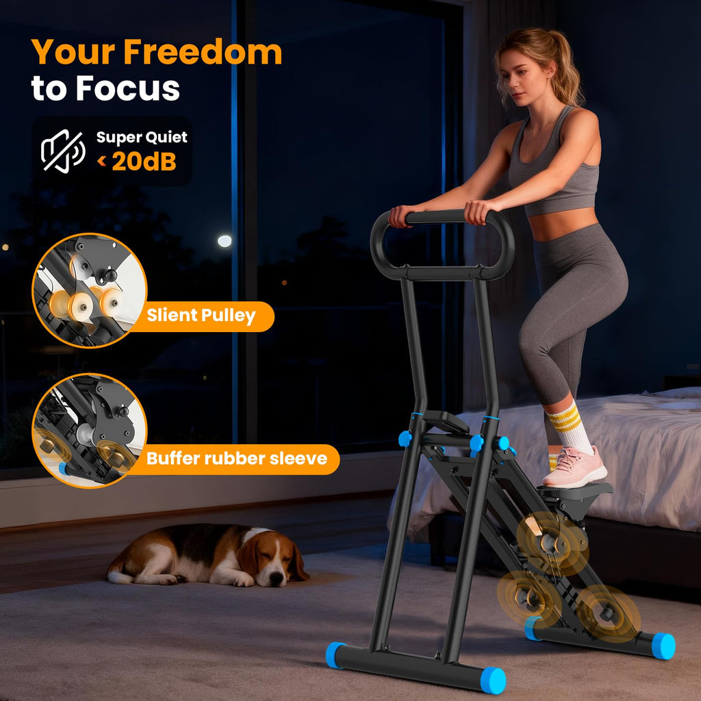 HXD-ERGO Stair Stepper, Upgrade 6-Level Resistance Stair Master with Adjustable Handlebar, Folding Stair Climber Workout Machine