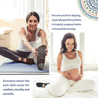 Ozaiic Pilates Socks for Women Non Slip Grip, Yoga Socks with Grippers for Barre, Hospital, Ballet, Dance, Barefoot Workout