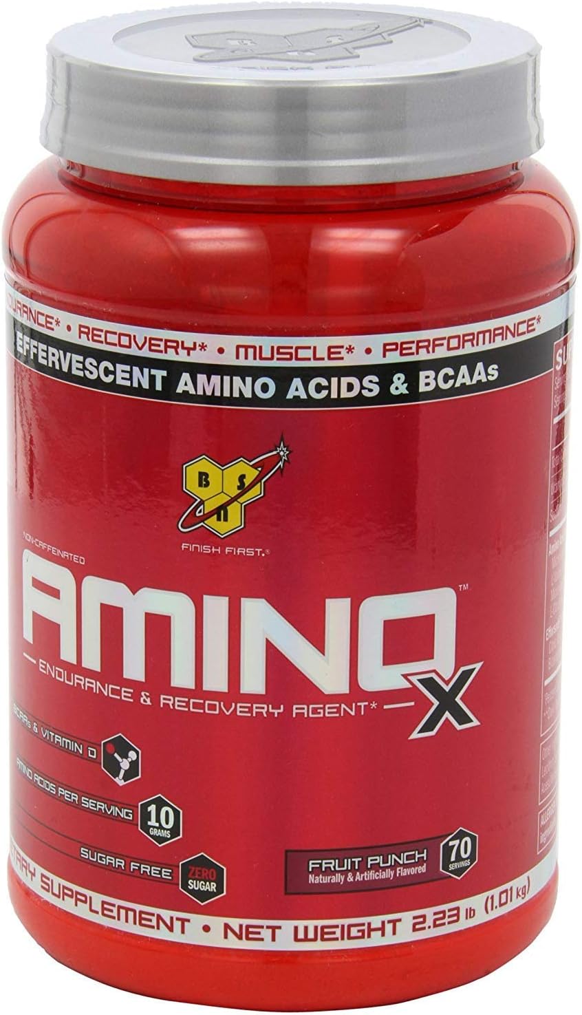BSN Amino X Muscle Recovery & Endurance Powder with BCAAs, 10 Grams of Amino Acids, Keto Friendly, Caffeine-Free, Support Endurance, Zero Sugar, Grape, 30 servings, 15.34 Ounce (Packaging May Vary)