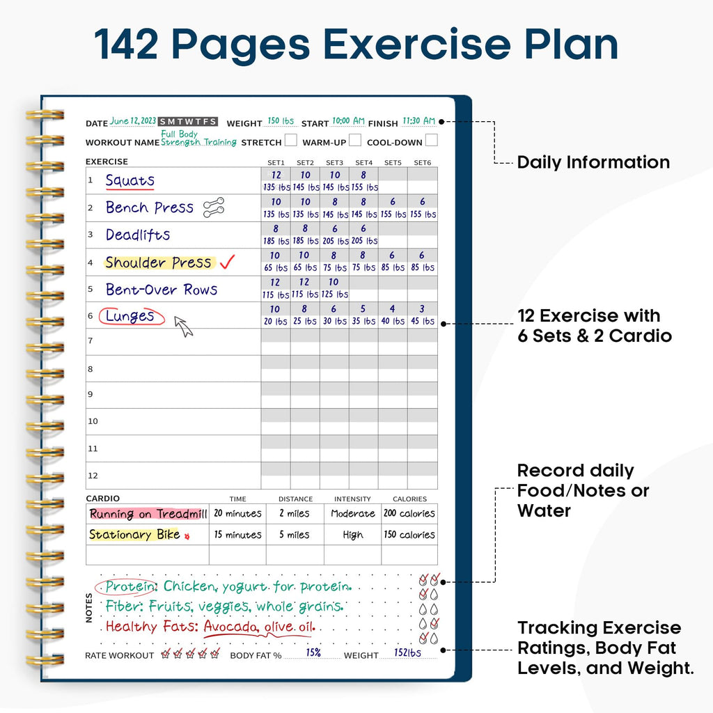 Fitness Workout Journal for Women & Men, A5(5.5" x 8.2") Workout Log Book Planner for Tracking, Progress, and Achieving Your Wellness Goals - Green