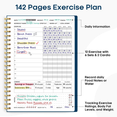 Fitness Workout Journal for Women & Men, A5(5.5" x 8.2") Workout Log Book Planner for Tracking, Progress, and Achieving Your Wellness Goals - Green