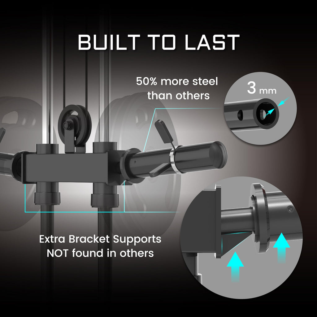Fitness Reality Power Cage Squat Rack with Optional LAT Pulldown, Cable Crossover, 800 lb Capacity, Multi-Grip Pull-Up Bar, Adjustable Safety Bars, Strength Training for Home Gym