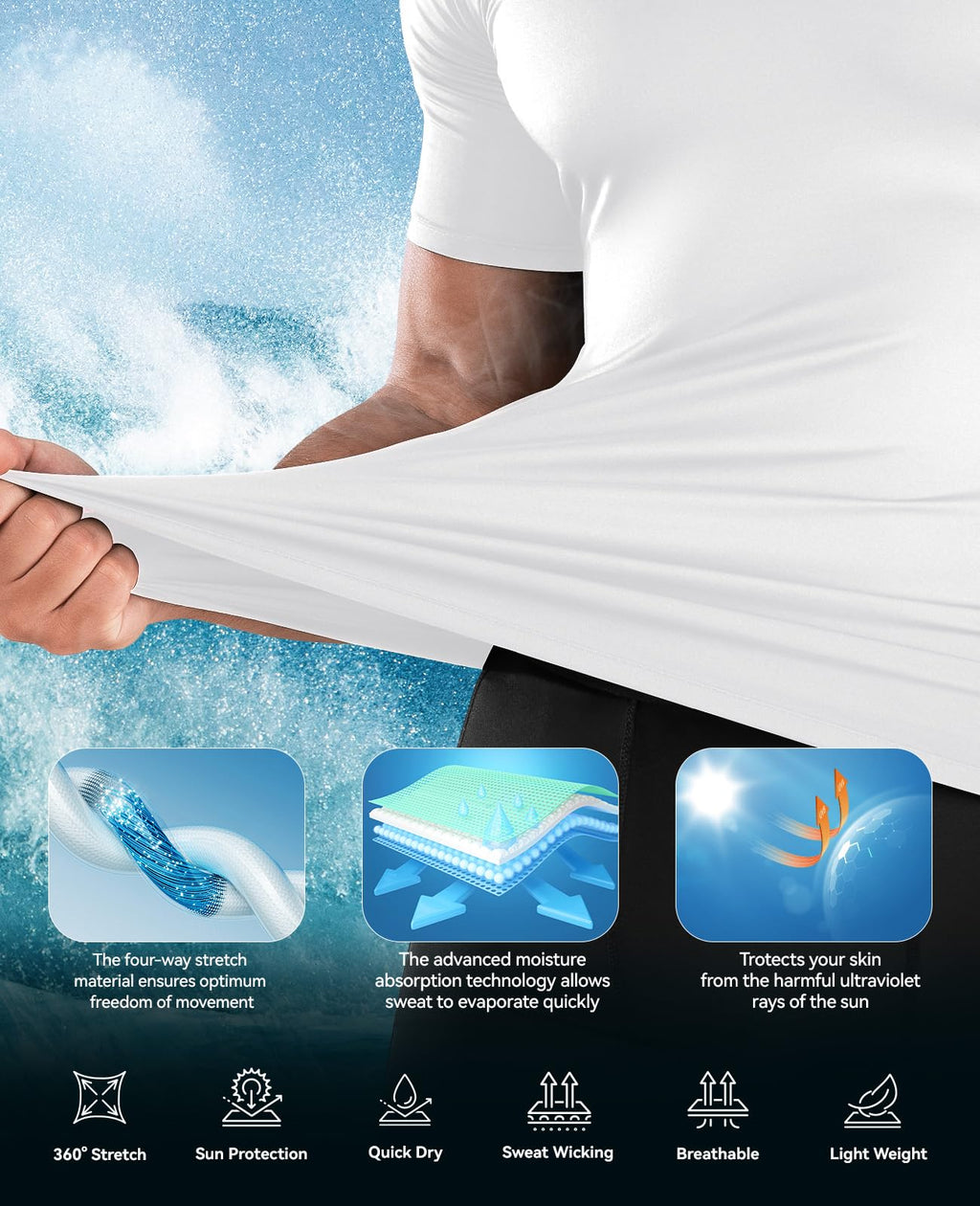 Niksa Men's Compression Shirts 1/2/4 Pack, Workout Gym Shirt Short Sleeve, Moisture Wicking Active Fit Base Layer T-Shirt