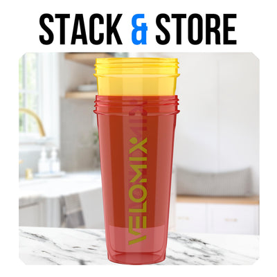 VELOMIX -2 Pack- 28 oz Protein Shaker Bottles for Protein Mixes - 2x Wire Whisk | Leak Proof Shaker Cups for Protein Shakes | Protein Shaker Bottle Pack (Black/Transparent)