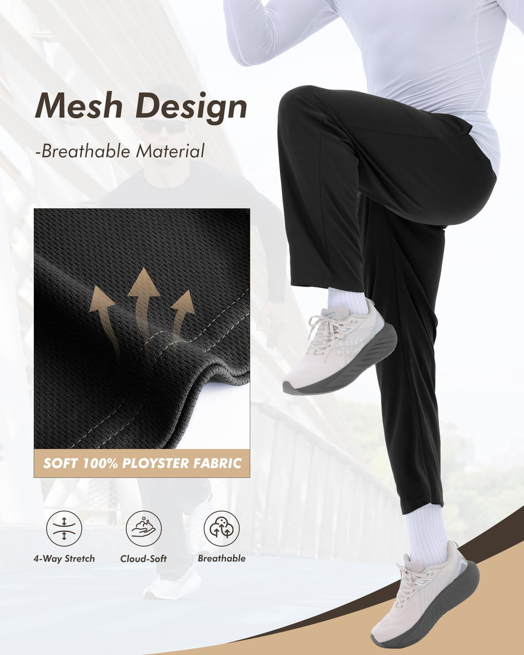 3 Pack Mens Sweatpants with Pockets - Mesh Open Bottom Athletic Joggers for Men Loose Fit Gym Workout Running Casual Pants