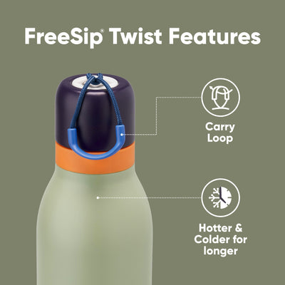 Owala FreeSip Twist Insulated Stainless Steel Water Bottle with Straw for Sports and Travel, BPA-Free, 24-oz, Purple/Purple (California Grapevine)