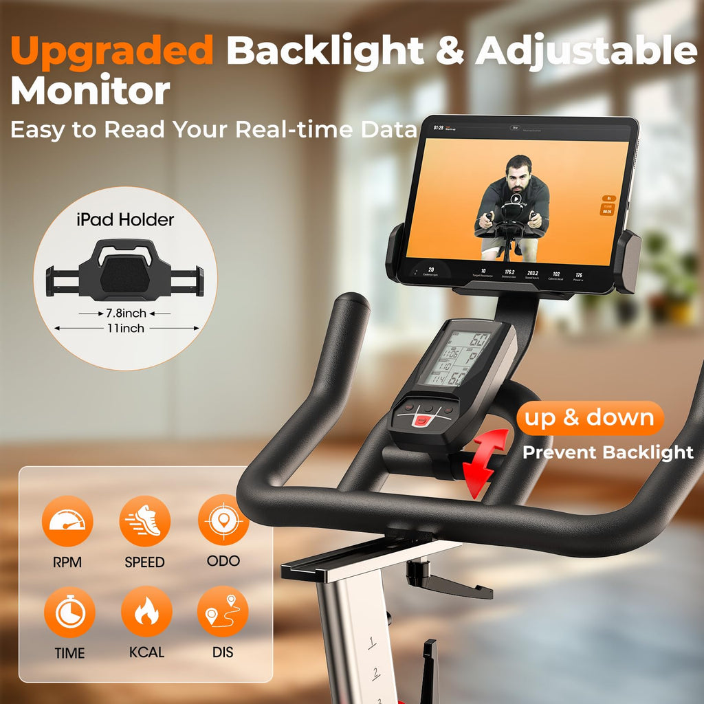 YOSUDA PRO Magnetic Exercise Bike 350 lbs Weight Capacity - Indoor Cycling Bike Stationary with Comfortable Seat Cushion, Silent Belt Drive 010C