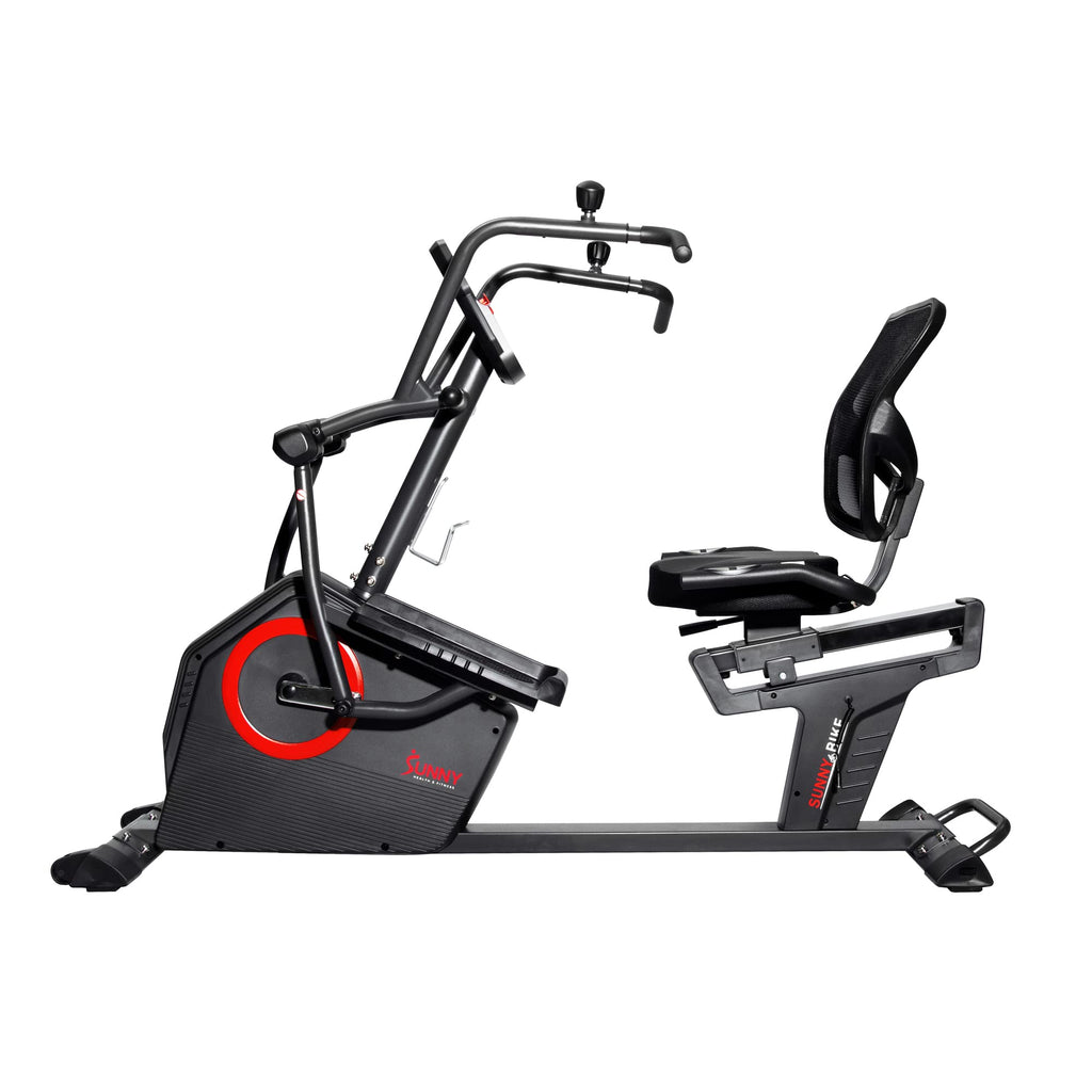 Sunny Health & Fitness Elite Recumbent Cross Trainer & Elliptical Machine with Arm Exercisers for Home Arm/Leg Training, Easy Adjust Seat & Mesh Backrest, Free SunnyFit App Bluetooth Connectivity