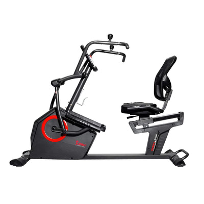 Sunny Health & Fitness Elite Recumbent Cross Trainer & Elliptical Machine with Arm Exercisers for Home Arm/Leg Training, Easy Adjust Seat & Mesh Backrest, Free SunnyFit App Bluetooth Connectivity