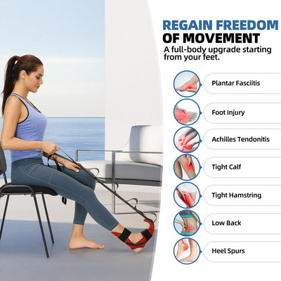 Foot and Calf Stretcher-Stretching Strap For Plantar Fasciitis, Heel Spurs, Foot Drop, Achilles Tendonitis & Hamstring. Yoga Foot & Leg Stretch Strap. (Black)