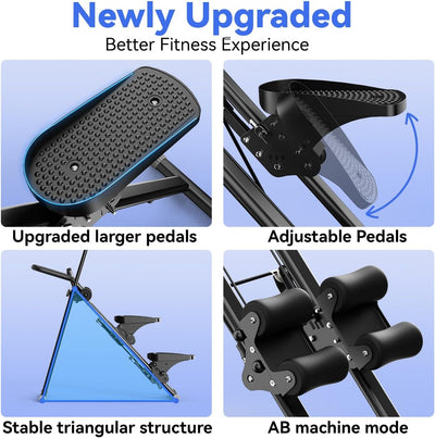 Stair Stepper & Ab Machine by SEWD, 2-in-1 Cardio Workout Equipment with Adjustable Handlebar & Large Pedals, 90% Pre-Assembled Fitness Equipment, Quickly Switch from Stepper to Abdominal Machine