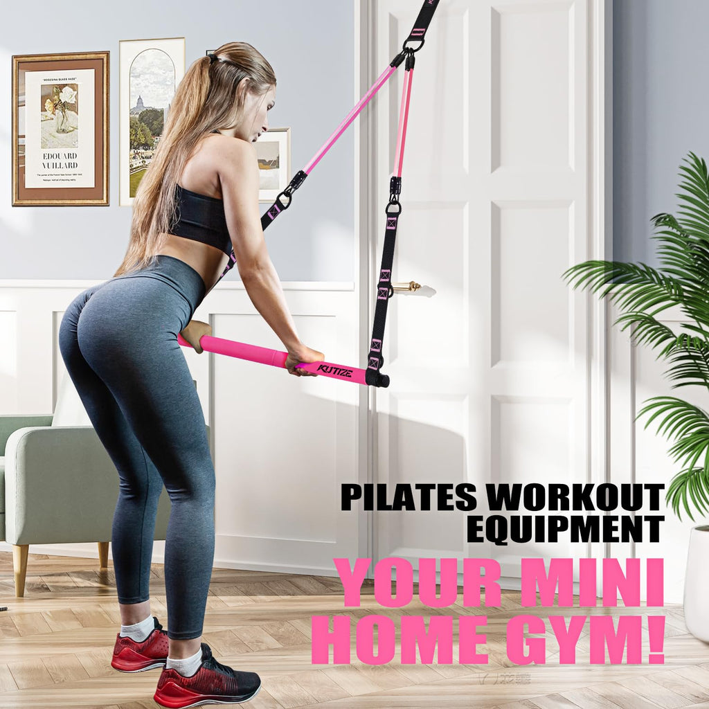 Pilates Bar Kit with Resistance Bands, Pilates Equipment, Multifunctional Pilates Bar for Women & Men, Pilates kit for Hip, Back, Arm, Full-Body Workouts, Home Gym Strength Training Equipment
