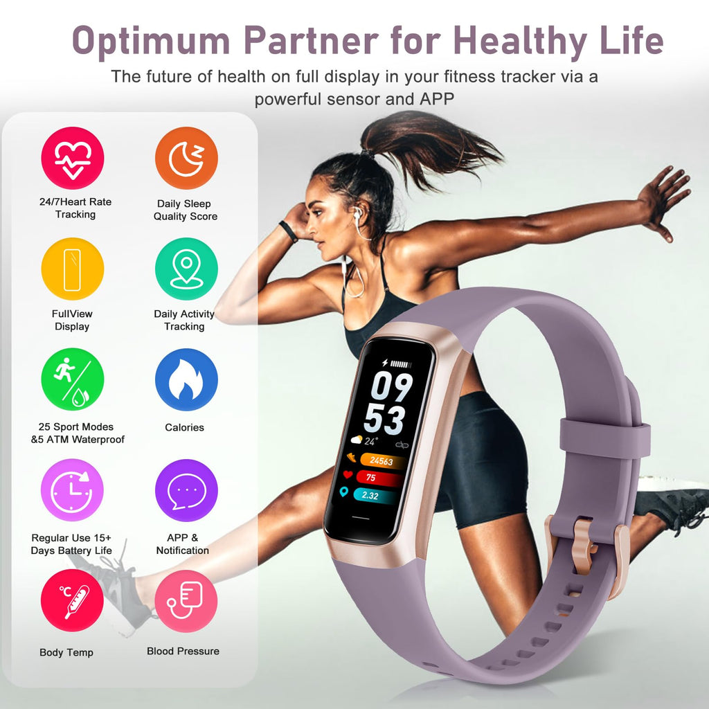 Fitness Tracker with 24/7 Heart Rate, Blood Oxygen Blood Pressure Sleep Monitor, Activity Trackers 5 ATM Waterproof,Step Calorie Counter Pedometer Health Smart Watch for Women Men Bordeaux