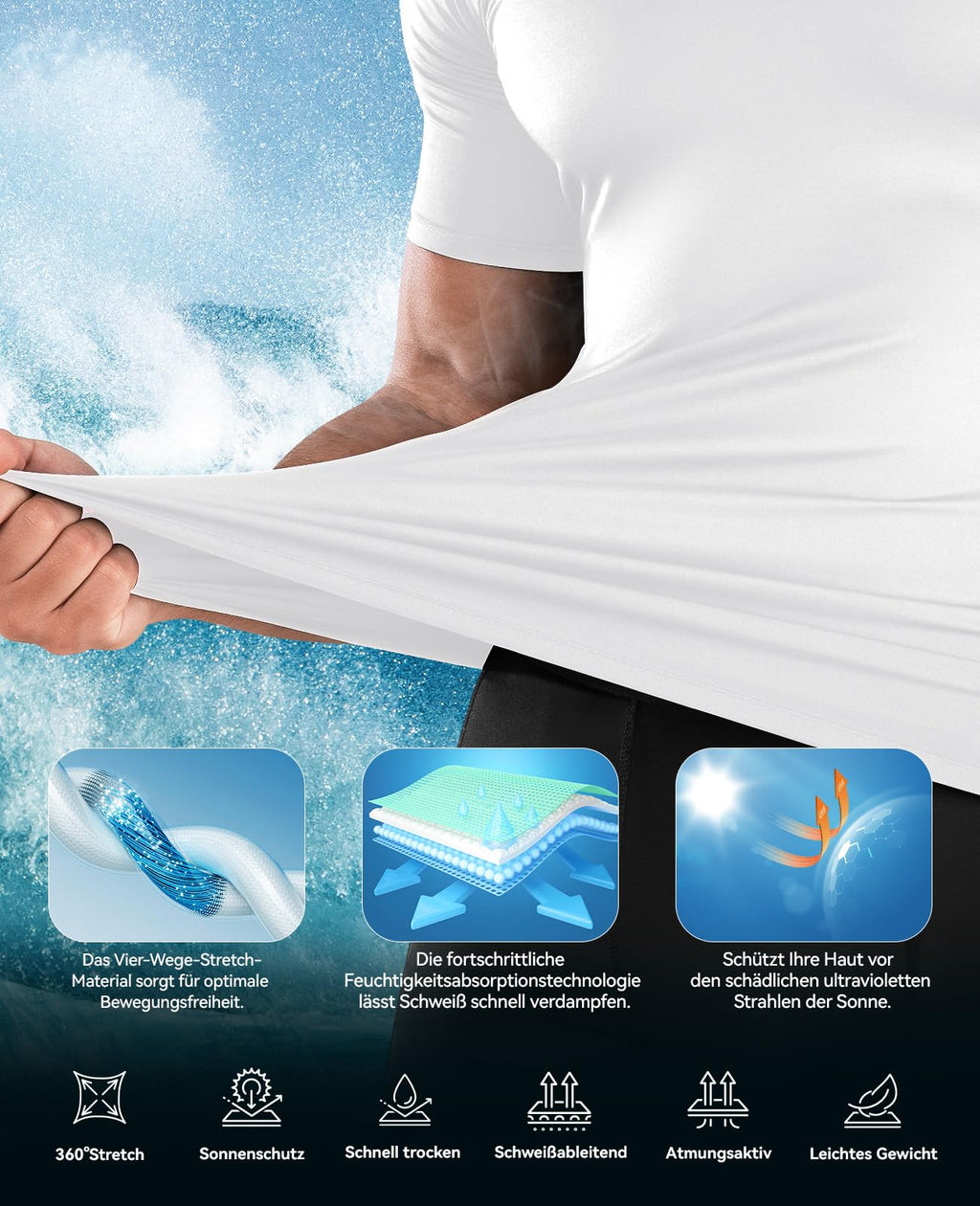 Niksa Men's Compression Shirts 1/2/4 Pack, Workout Gym Shirt Short Sleeve, Moisture Wicking Active Fit Base Layer T-Shirt