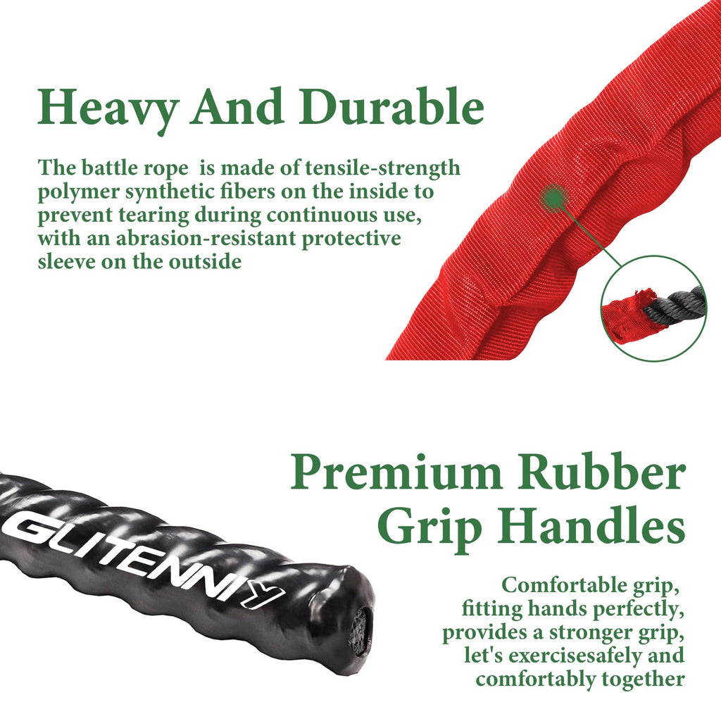 Battle Ropes Black Workout Rope 1 inch Battle Ropes for Home Gym 30ft Exercise Ropes for Working Out Heavy Ropes for Exercise Training Weighted Rope Weighted Workout Rope Battle Rope