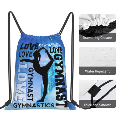 Gymnastics Drawstring Backpack Light Gym String Bag Pink Water Resistant Sackpack Sport Yoga Daypack For Womens Mens