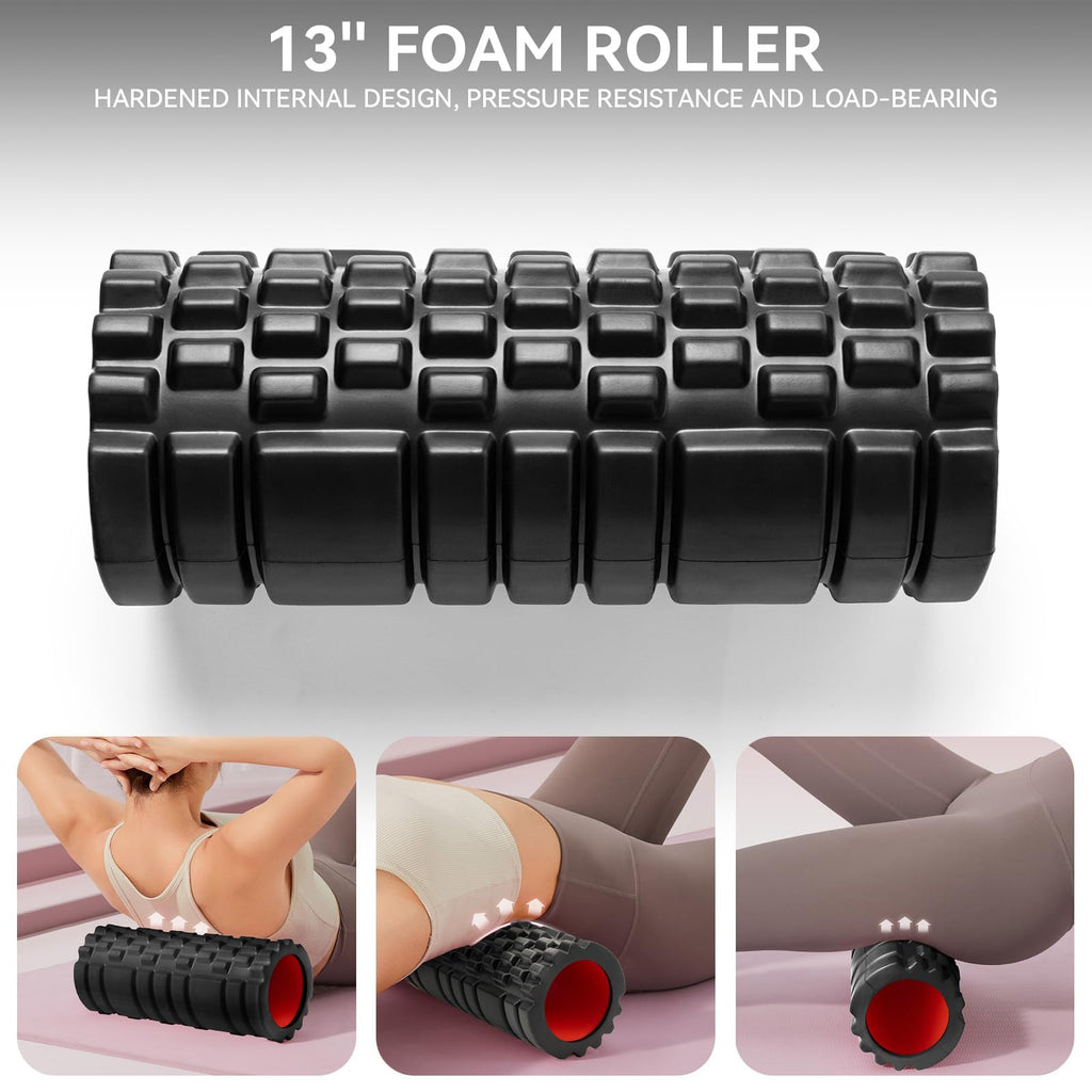 Foam Roller for Muscle Massager, Patented 13" High Density Exercise Roller for Muscle and Myofascial Trigger Point Release, Yoga, Back Roller for Fitness, Yoga (Purple)