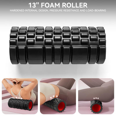 Foam Roller for Muscle Massager, Patented 13" High Density Exercise Roller for Muscle and Myofascial Trigger Point Release, Yoga, Back Roller for Fitness, Yoga (Purple)