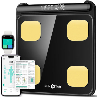 RunStar Smart Scale for Body Weight and Fat Percentage FSA&HSA Eligible, 8-Electrode Digital Bathroom Scale with BMI, Body Fat & Muscle Mass to 28 Body Composition and Printable Body Analysis Report