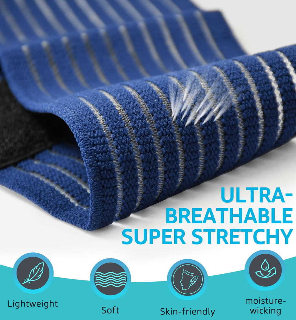 Compression Wrist Bands (2 PCS), High-Elastic Straps Wrist Wraps Wrist Brace for Sports Weightlifting Tennis Basketball Tendonitis Carpal Tunnel Arthritis - Breathable Fabric (Black)